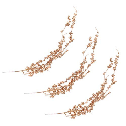 SOIMISS 6pcs Christmas Gold Berry Picks Berry Foam Branches Christmas Glitter Berries Berry Twig Stem Artificial Holly Berries for DIY Craft Wreath Christmas Tree Desktop Photo Prop Decoration