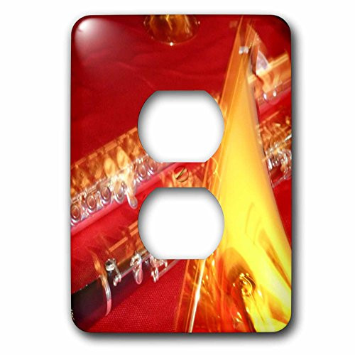 3dRose LSP_62639_6 Red n Yellow Sax n Clarinet Photo Abstract Plug Outlet Cover, Multicolored