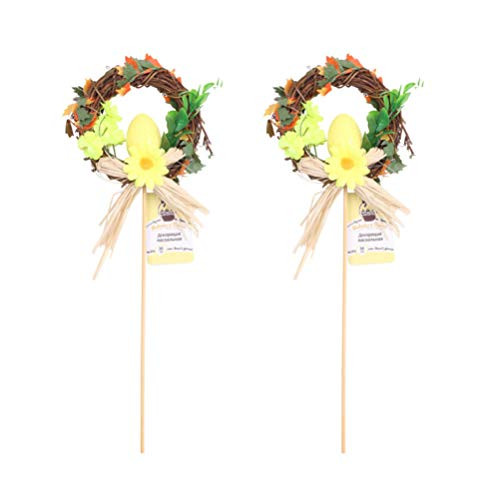 NUOBESTY Easter Party Cupcake Toppers Artifical Easter Egg Wreath Picks Cake Decoration for Wedding Baby Shower Easter Party Supplies Favors