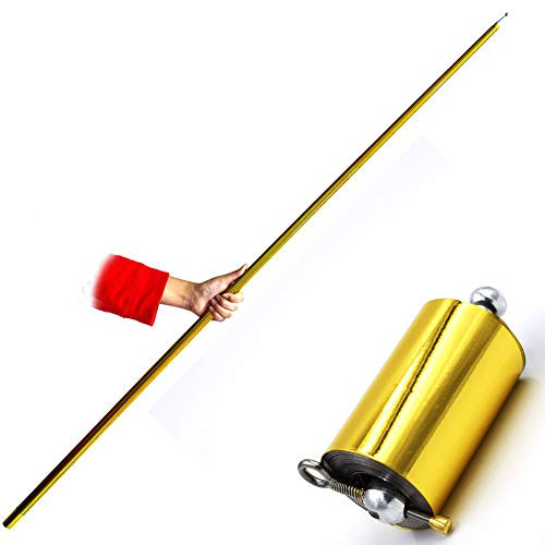 WSNMING 59" Metal Appearing Cane Magic Wand Professional Magician Stage Close-up Magic Trick Magic Accessories (Golden)