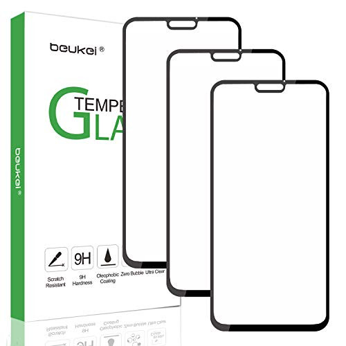 Huawei Honor 8X Screen Protector [ Glass with 9H Hardness] [3-Pack] Beukei for Huawei Honor 8X with Lifetime Replacement Warranty