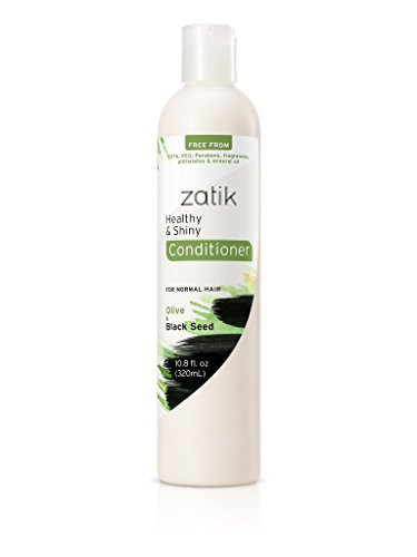 Zatik Naturals - Olive and Black Seed Healthy  and  Shiny Conditioner dull hair, repair, rejuvenate (10.8 fl oz, 320ml) Vegan Bio-degradable pH Balanced FREE FROM EDTA, PEG, Parabens, fragrances