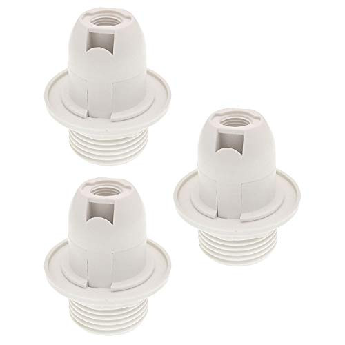 TWDRTDD Candelabra e12 base Bakelite threaded keyless light lamp socket with Metal Shade Ring (3, White)