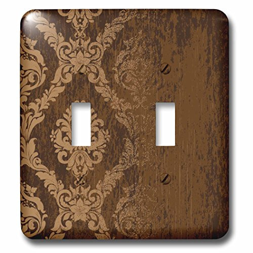 3dRose lsp_78027_2 Tan and Brown Royal Grunge Damask Double Toggle Switch, Multicolor 3dRose lsp_78027_2 Tan and Brown Royal Grunge Damask Double Toggle Switch, Multicolor