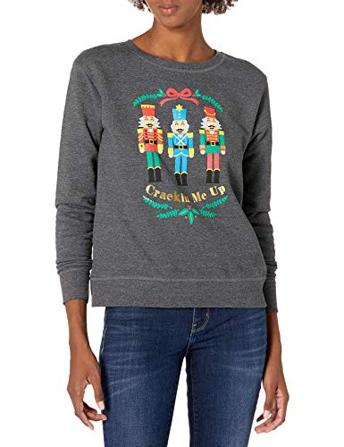 Hanes Women's Ugly Christmas Sweater-Crackin Me Up, Slate Heather, Small
