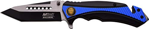 MTech USA MT-A950BL Spring Assist Folding Knife, Two-Tone Straight Edge Blade, Black And Blue Handle, 4.75-Inch Closed