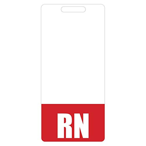 RN Badge Buddy (Red) - Vertical Heavy Duty Badge Tags for Resident Nurses - Double Sided Badge Identification Card