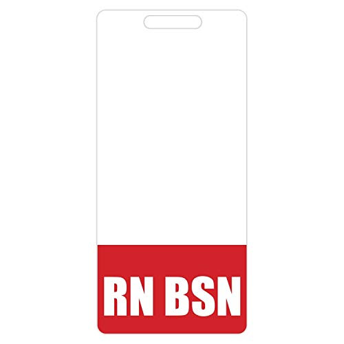 RN BSN Badge Buddy (Red) - Vertical Heavy Duty Badge Tags for Registered Nurses with a BSN - Double Sided Badge Identification Card