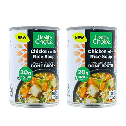 Healthy Choice Chicken with Rice Soup - Made with Chicken Bone Broth - 20g Protein - 15oz Can (2 Pack (Chicken with Rice Soup))