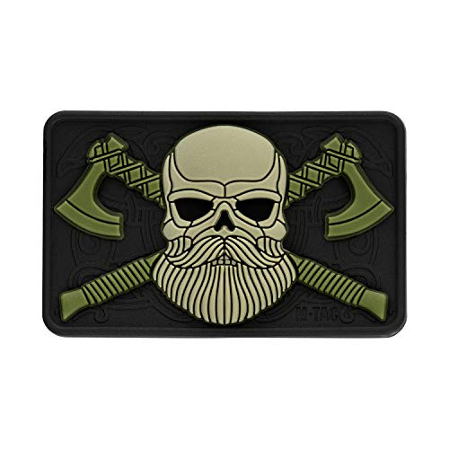 M-Tac Morale Patch Beard Skull Tactical Patches 3D PVC Hook Fasteners (Black/Olive)
