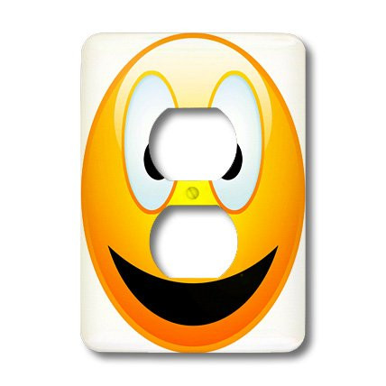 3dRose lsp_19404_6 Smiley Face 2 A Yellow And Black Happy Face with A Big Smile And Glowing Nose 2 Plug Outlet Cover