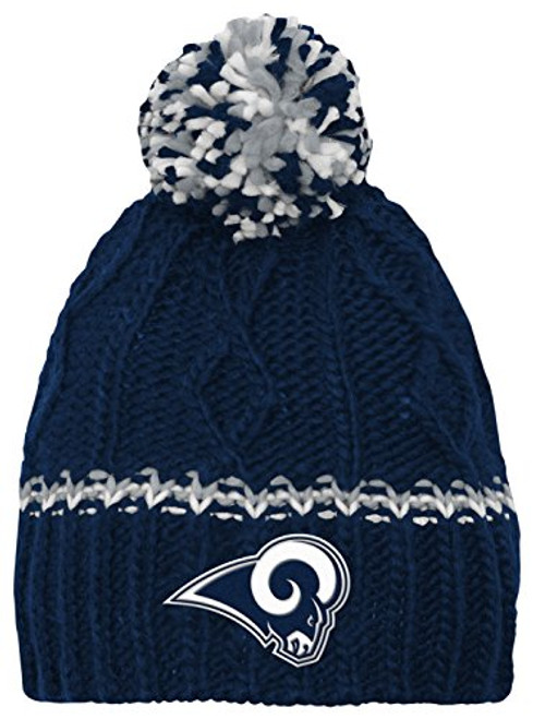 Outerstuff NFL Girls 7-16 Cable Knit Rib Cuffless Hat-Dark Navy-1 Size, Los Angeles Rams Outerstuff NFL Girls 7-16 Cable Knit Rib Cuffless Hat-Dark Navy-1 Size, Los Angeles Rams