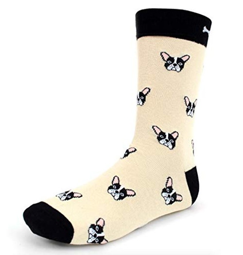 Urban-Peacock Men's Novelty Fun Socks - Dog Prints (French Bulldog - Beige, 1 Pair) Urban-Peacock Men's Novelty Fun Socks - Dog Prints (French Bulldog - Beige, 1 Pair)