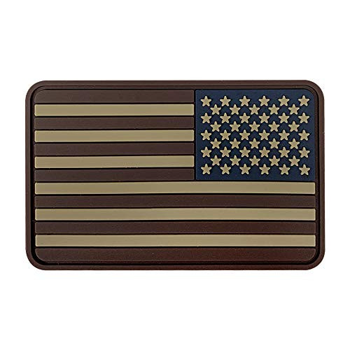 MORTHOME US Flag PVC Hook and Loop Rubber Patch (Reverse/Brown and Tan)