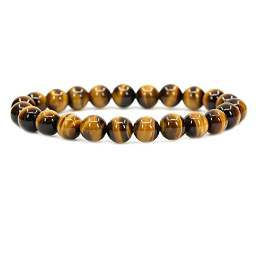 Natural Golden Tiger Eye Crystal Gemstone 8mm Round Beads Stretch Bracelet 7 Inch