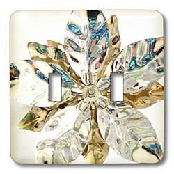 3dRose lsp_18685_2 Silver Petals On White Toggle Switch