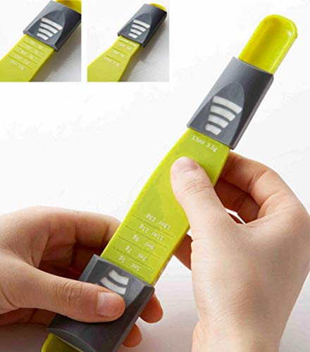 Double End Eight Stalls Adjustable Scale Measuring Spoons Metering Spoon baking tool Kitchen accessories Scale Kitchen Metric Spoon for Baking,Cooking,Coffee,Sugar,Salt,Milk(1)