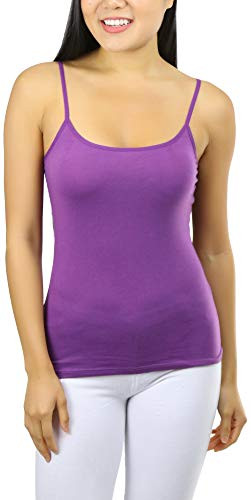 ToBeInStyle Women's Adjustable Spaghetti Strap Cropped Cami Tank - Violet - L