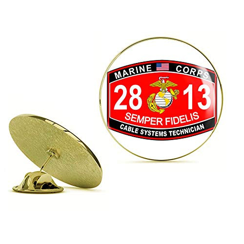HOF Trading Cable Systems Technician Marine Corps MOS 2813 USMC US Marine Corps Military Gold Lapel Pin Tie Suit Shirt Pinback
