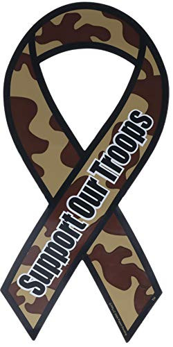 Support Our Troops Tan Camouflage Colored 8 inch Ribbon Magnet AKm-98