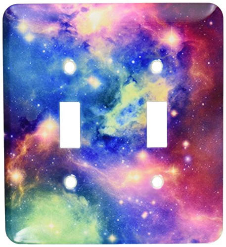 3dRose lsp_112155_2 Colorful Galaxy Double Toggle Switch Multicolor