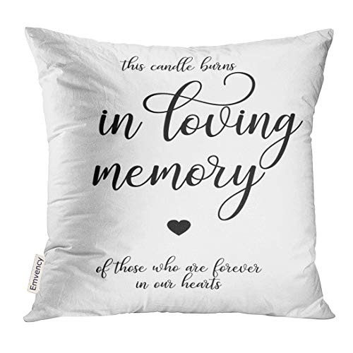 Golee Throw Pillow Cover Calligraphy Wedding Script Hand Letter Word Sign for in Loving Memory Graphic Writing Decorative Pillow Case Home Decor Square 20x20 Inches Pillowcase