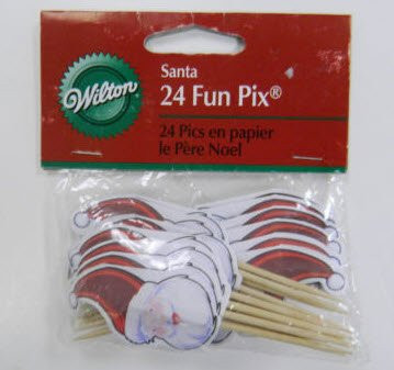Wilton SANTA Fun Pix Christmas Holiday TOOTHPICKS (Pack of 24)