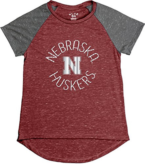 NCAA Nebraska Cornhuskers Women's Gracie Confetti Raglan Tee, Medium, Red NCAA Nebraska Cornhuskers Women's Gracie Confetti Raglan Tee, Medium, Red
