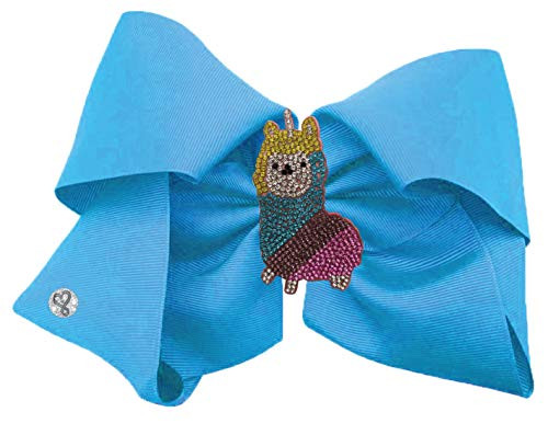 Jojo Siwa Signature Collection Cheer Bow for Girls, Large Hair Bow, Blue with Llama Unicorn Keeper