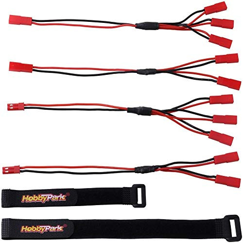Hobbypark JST Plug Splitter Male Female, JST Y Parallel Adapter Splitter, JST Y Harness Cable for RC Car Crawler ESC Battery Motor Cooling Fan