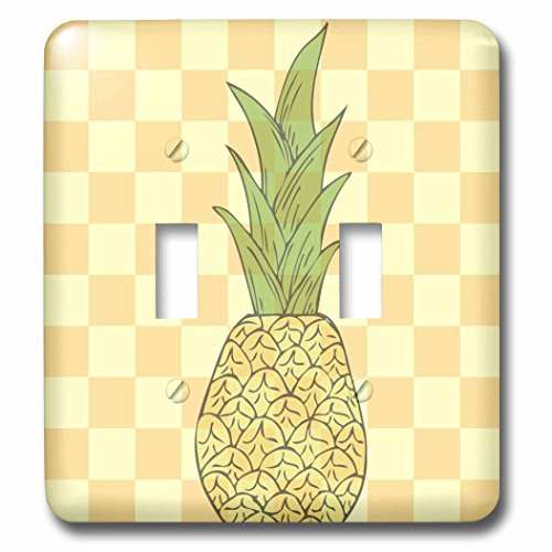 3dRose lsp_57288_2 Tropical Pineapple Fruits Yellow Checkered Art Double Toggle Switch
