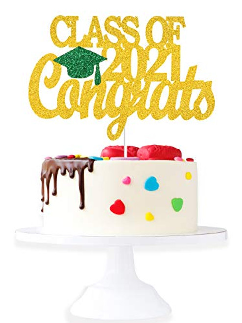 Class Of 2021 Congrats Graduation Cake Topper - Grad Party Gold Glitter Grad Cap Cake Décor - Congratulations High School College Master Graduation Party Decoration Class Of 2021 Congrats Graduation Cake Topper - Grad Party Gold Glitter Grad Cap Cake Décor - Congratulations High School College Master Graduation Party Decoration