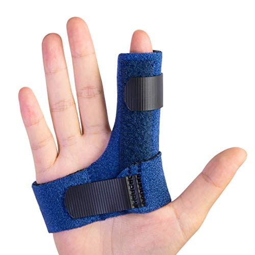 Sumifun Finger Brace, Finger Splints with 2 Gel Sleeves for Mallet Finger, Trigger Finger, Finger Supports with Built-in Aluminium Bar for Sprains, Pain Relief, Sports Injury(Right)