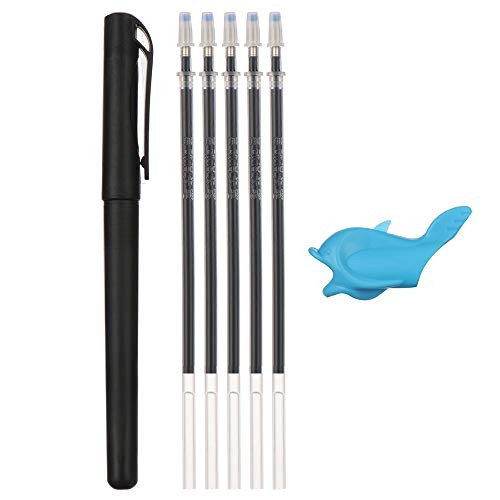 Automatically Disappear Groove Copybook Blue Magic Pen Kit Automatic Fade Pen Disappearing Refill Invisible Ink(5PCS Refil,Black)