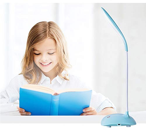 LED Desk Lamp with Flexible Gooseneck 3 Level Brightness, Battery Operated Table Lamp Dimmable Touch Control, Compact Portable lamp, Eye-Caring and Energy Saving (Blue, T08) LED Desk Lamp with Flexible Gooseneck 3 Level Brightness, Battery Operated Table Lamp Dimmable Touch Control, Compact Portable lamp, Eye-Caring and Energy Saving (Blue, T08)