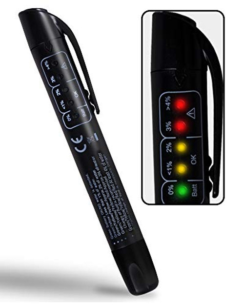 eOUTIL Brake Fluid Tester Pen, Hydraulic Fluid Liquid Oil Moisture Analyzer with 5 LED Indicators, Auto Brake Diagnostic Testing Tool for DOT3 DOT4 Brake Fluid