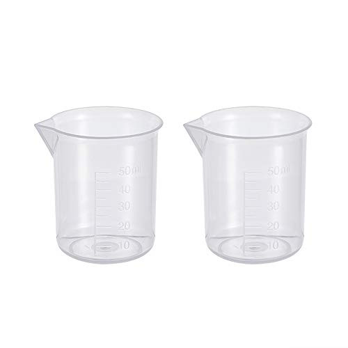 Othmro Measuring Cup 50ml PP Plastic Graduated Beaker Transparent for Lab Kitchen Liquids 2pcs