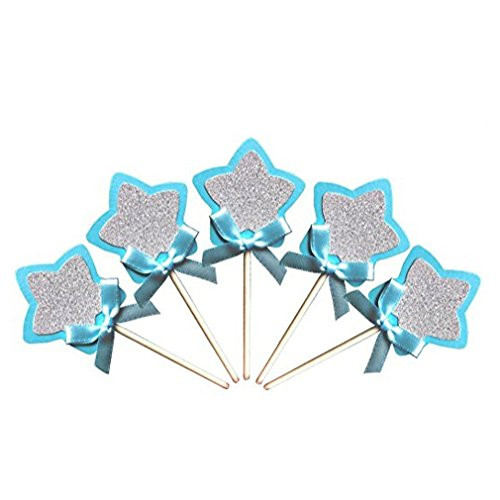 GUAngqi Star Cupcake Toppers Picks Glitter Star Cake Toppers Baby Shower Birthday Party Wedding Cake Decoration Supplies Blue GUAngqi Star Cupcake Toppers Picks Glitter Star Cake Toppers Baby Shower Birthday Party Wedding Cake Decoration Supplies Blue