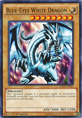 Yugioh 1st Ed Blue-Eyes White Dragon LOB art LDK2-ENK01 Common 1st Edition Legendary Decks II Cards