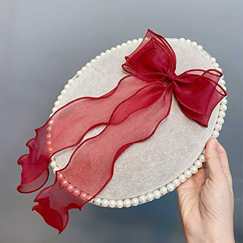 Zonggjz Hair Clips Ribbon Barrettes Lace Hairpins  Girls Hairdressing Sweet Ponytail Bow Hair Accessories wine red