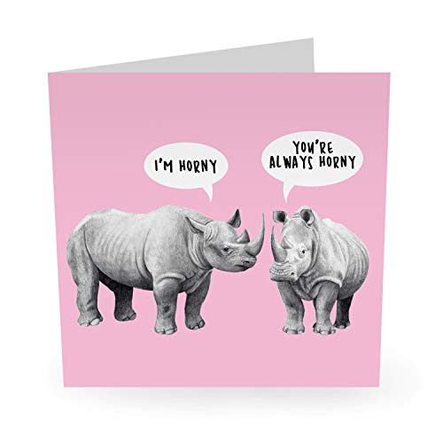 Central 23 - Funny Anniversary Card - 'I'm Horny' - for Girlfriend Boyfriend Husband Wife - Comes with Fun Stickers