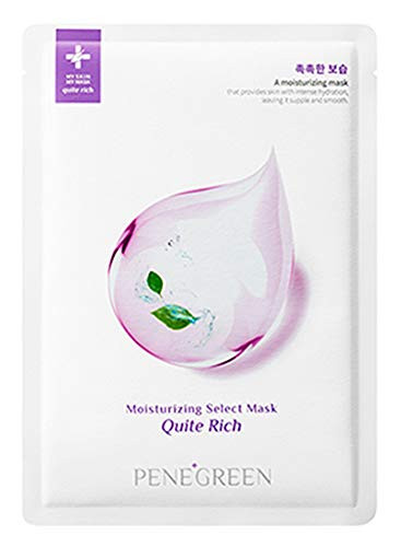 Sheet Facial Mask by PENEGREEN Face Mask Korean - Rich Nourishing  and  Moisturizing Formula for Dull and Uneven Skin  Original K-Beauty Skin Care  Quite Rich  1ea