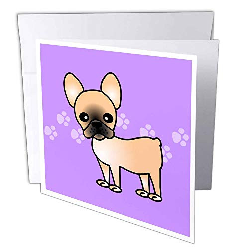3dRose Greeting Cards Cute Black Masked Fawn Cream French Bulldog Purple with Pawprints Set of 6 gc_25345_1 3dRose Greeting Cards Cute Black Masked Fawn Cream French Bulldog Purple with Pawprints Set of 6 gc_25345_1