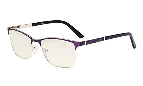 Eyekepper Ladies Computer Glasses - Semi Rimless Blue Light Filter Eyeglasses Women- UV420 Protection Eyewear - Purple