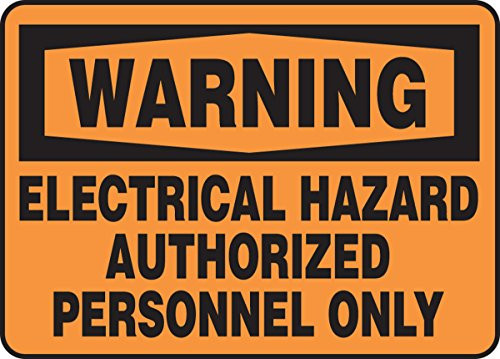 Accuform MELC306VP Sign  Legend"Warning Electrical Hazard Authorized Personnel ONLY"  10" Length x 14" Width x 0.055" Thickness  Plastic  10" x 14"  Black on Orange