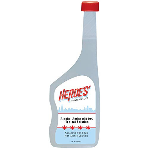 Heroes'  21007  Hand Sanitizer - Alcohol Antiseptic Hand Rub - 80% Alcohol - Topical Solution - Non-Sterile Solution - Made in The U.S.A. - Cherry Scent  12 fl. oz.