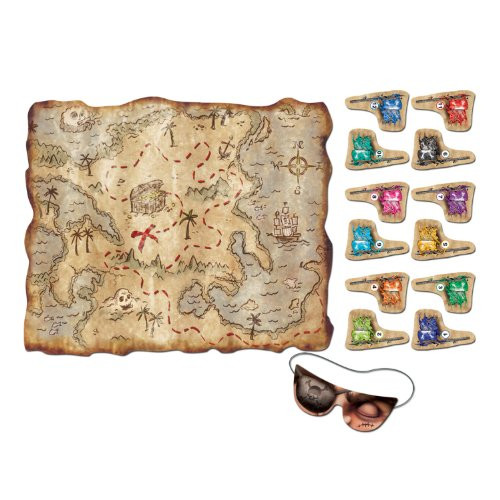 Pirate Treasure Map Party Game  mask  and  12 flags included  Party Accessory  1 count   1 Pkg