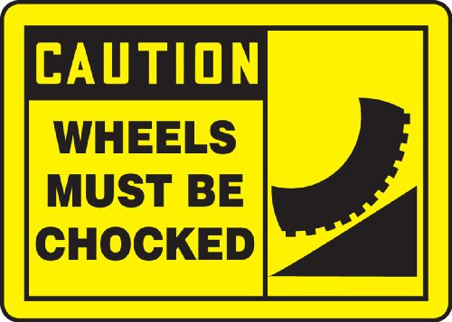 Accuform MTKC601VS Sign Legend"Caution Wheels Must BE CHOCKED" 10" Length x 14" Width x 0.004" Thickness Adhesive Vinyl 10" x 14" Black on Yellow Accuform MTKC601VS Sign Legend"Caution Wheels Must BE CHOCKED" 10" Length x 14" Width x 0.004" Thickness Adhesive Vinyl 10" x 14" Black on Yellow
