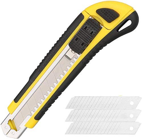 Retractable Utility Knife  Box Cutter with 3pcs Blades for Office and Home