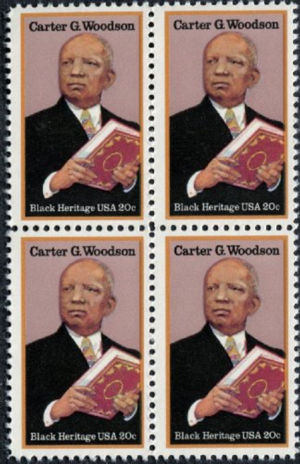 CARTER G WOODSON ~ BLACK HERITAGE ~ BLACK HISTORY ~ RESEARCHER 2073 Block of 4 x 20¢ US Postage Stamps CARTER G WOODSON ~ BLACK HERITAGE ~ BLACK HISTORY ~ RESEARCHER 2073 Block of 4 x 20¢ US Postage Stamps